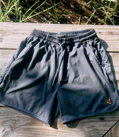 Trailcoast Rip Tide Trunks - Dark Topo Pattern