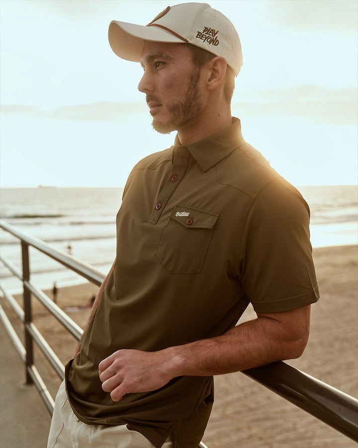 Outlaw TOUR Pocket Polo - Olive &