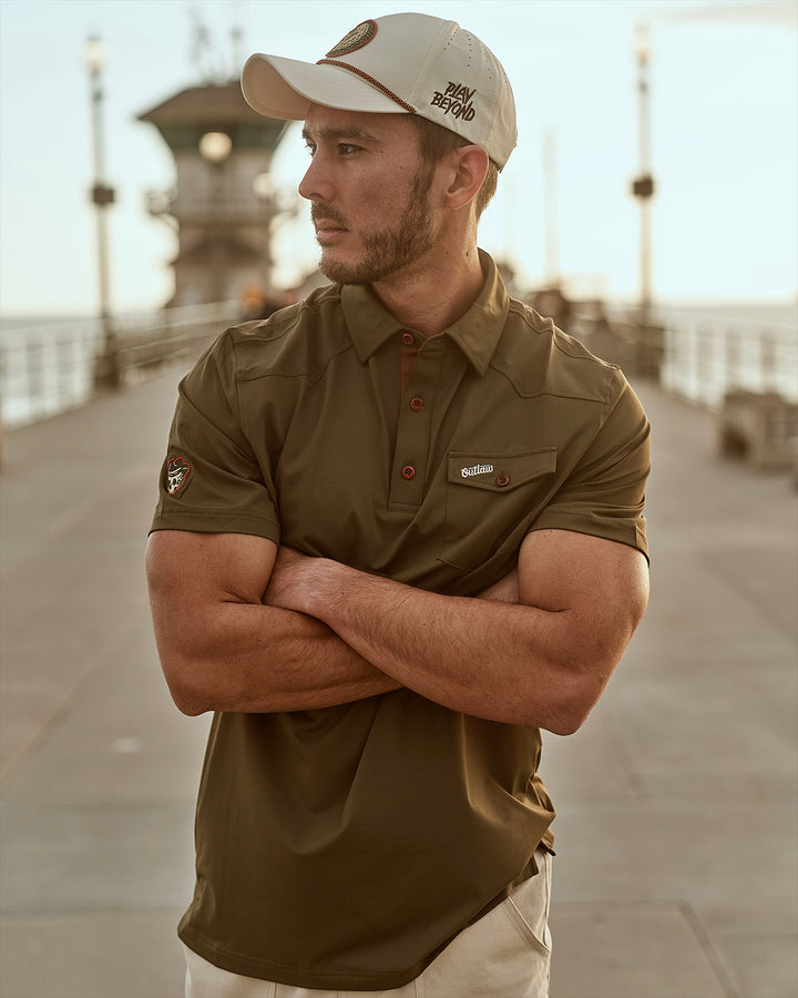 Outlaw TOUR Pocket Polo - Olive &