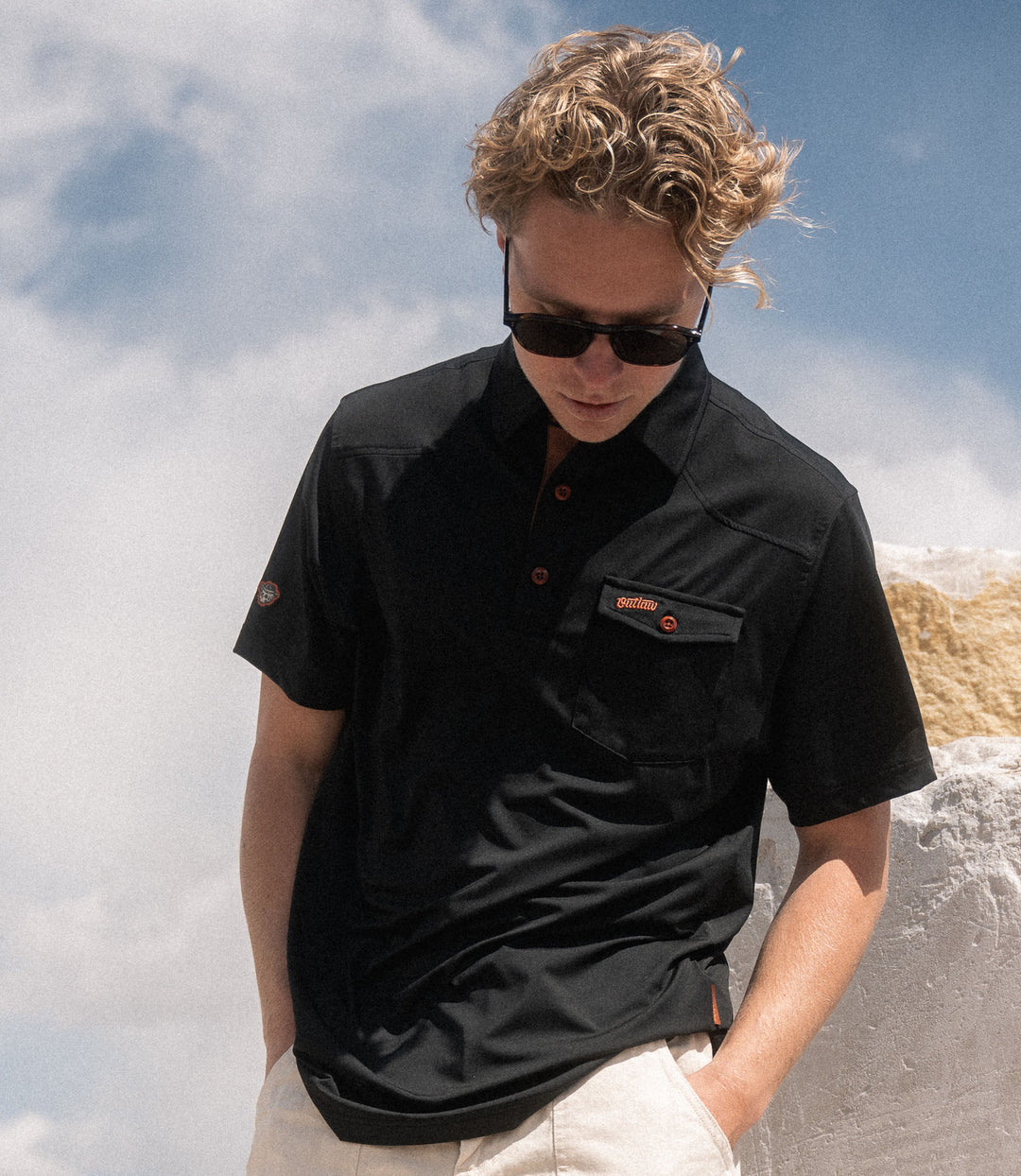 Outlaw TOUR Pocket Polo - Black '25 Season – Low Tide Thread Co.