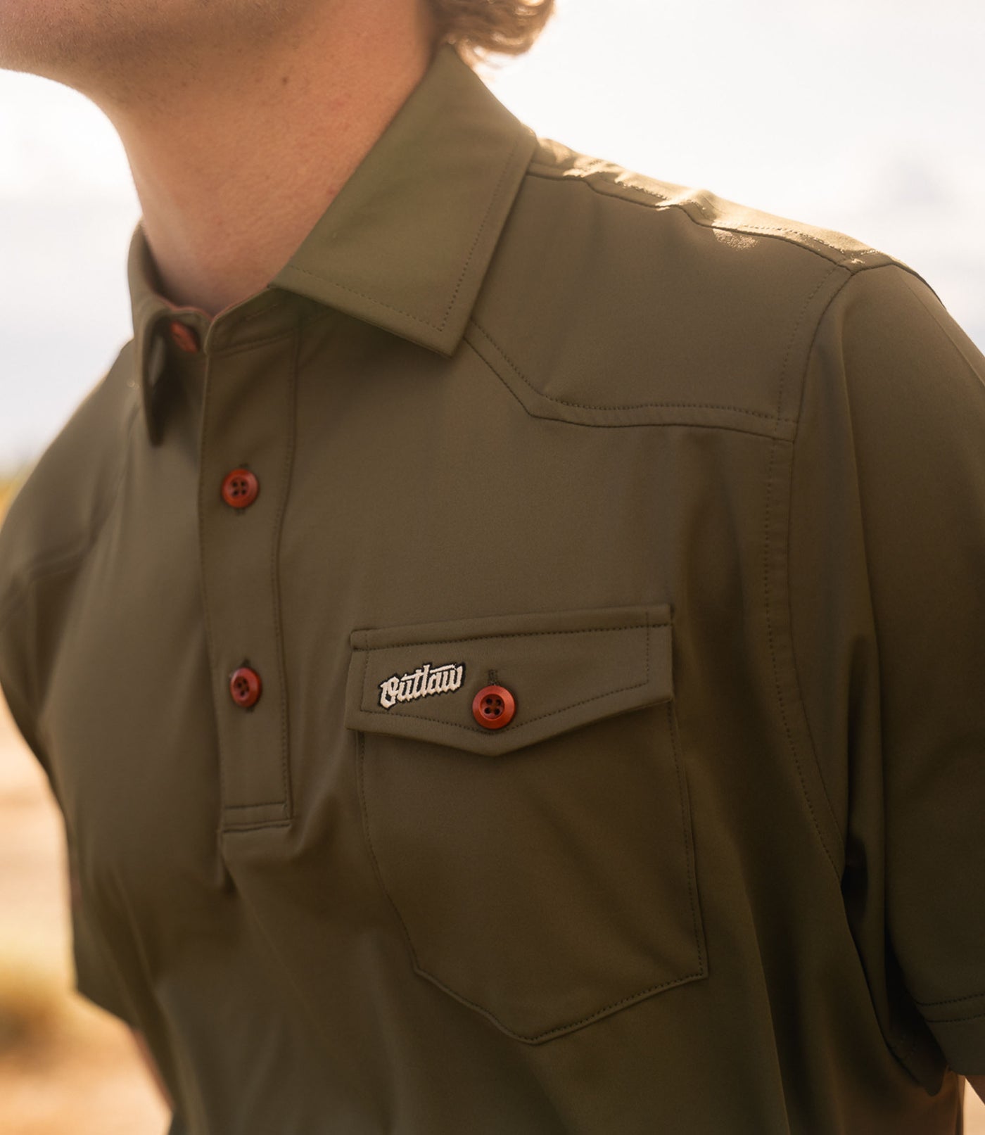 Outlaw TOUR Pocket Polo - Olive '25 Season