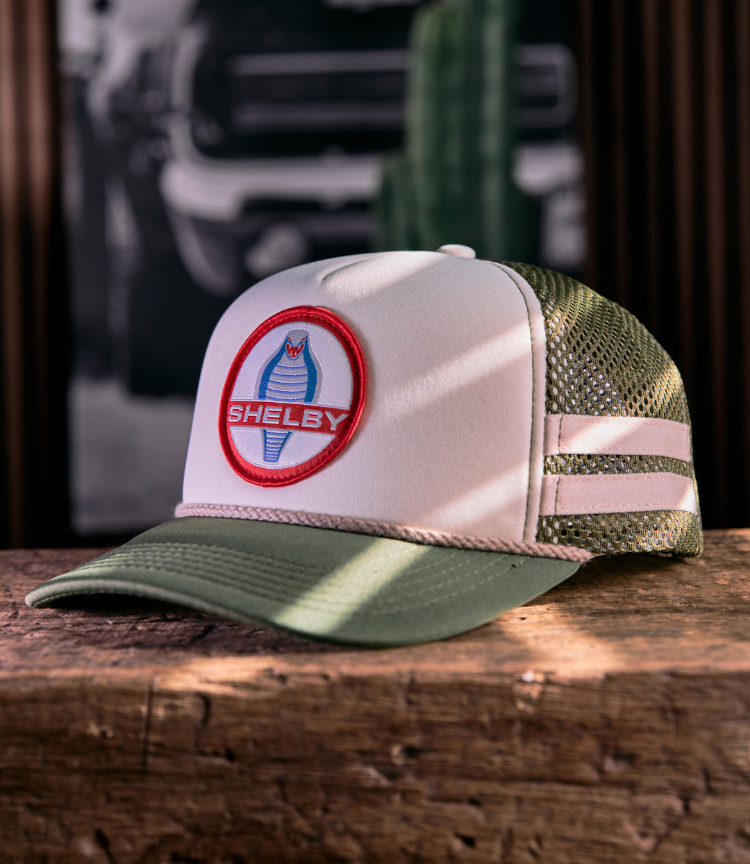 Shelby Striped Foam Trucker - Dark highlands Green