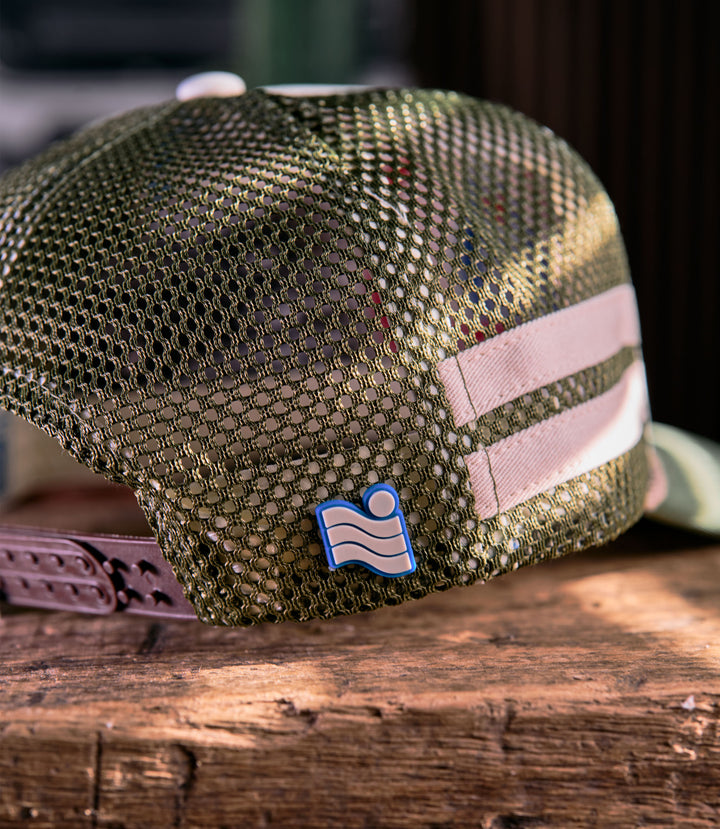 Shelby Striped Foam Trucker - Dark highlands Green