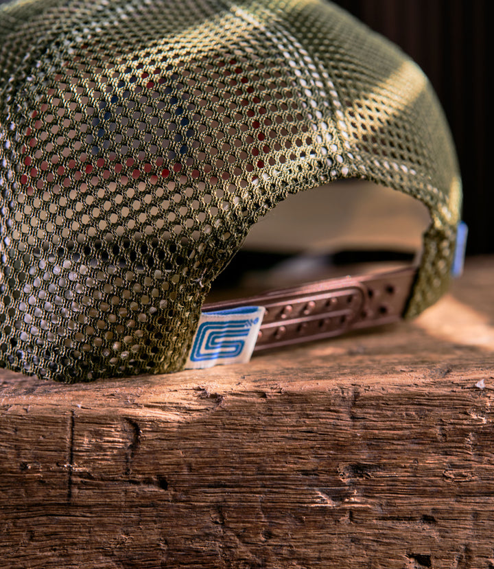 Shelby Striped Foam Trucker - Dark highlands Green