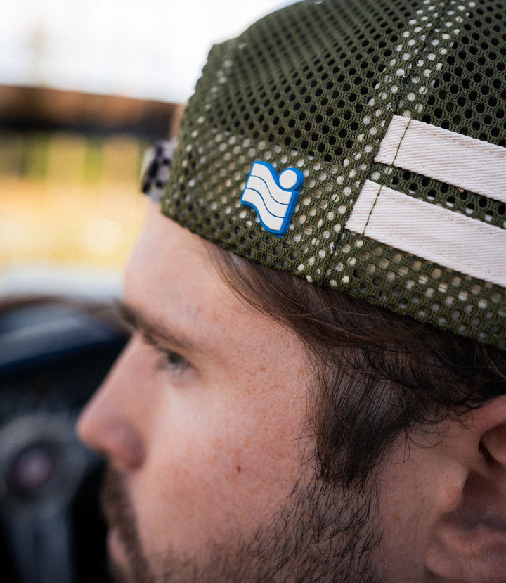 Shelby Striped Foam Trucker - Dark highlands Green