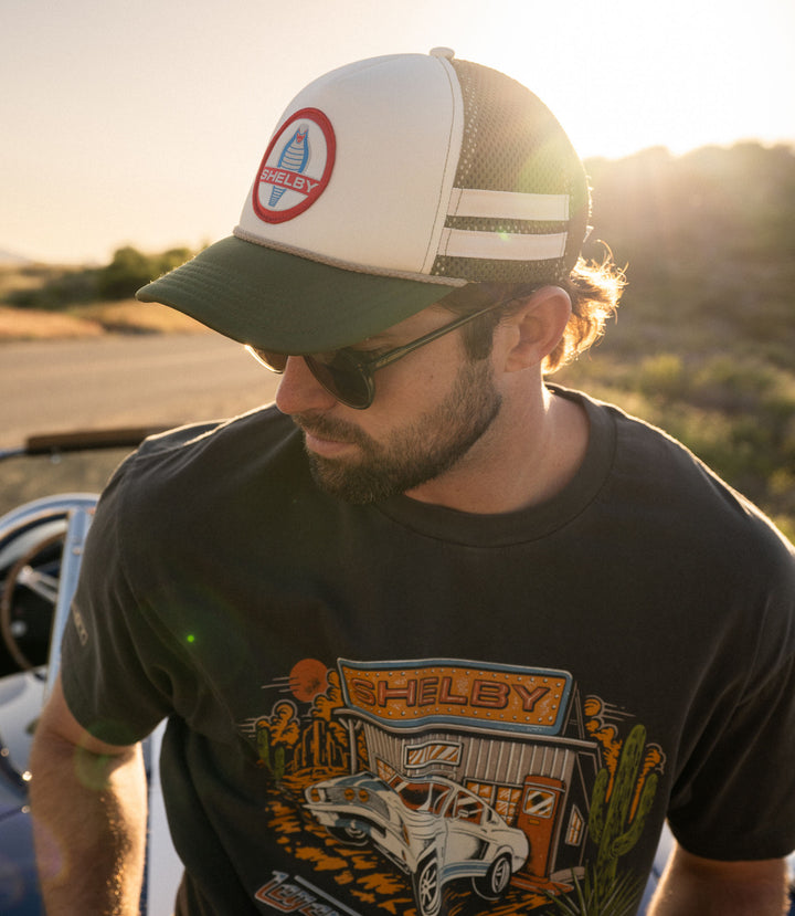 Shelby Striped Foam Trucker - Dark highlands Green