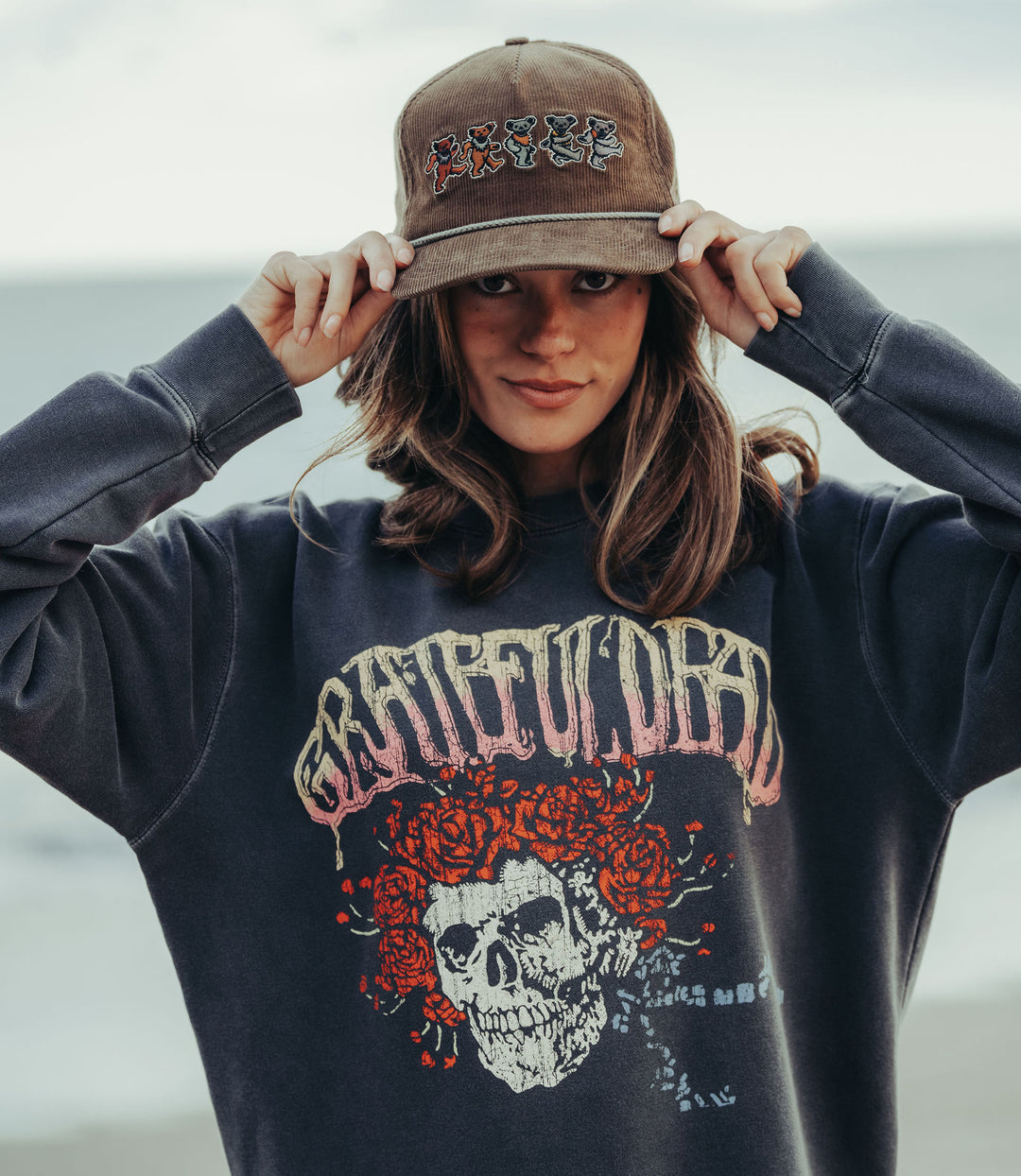 Grateful Dead Vintage Skull &amp; Roses Crew