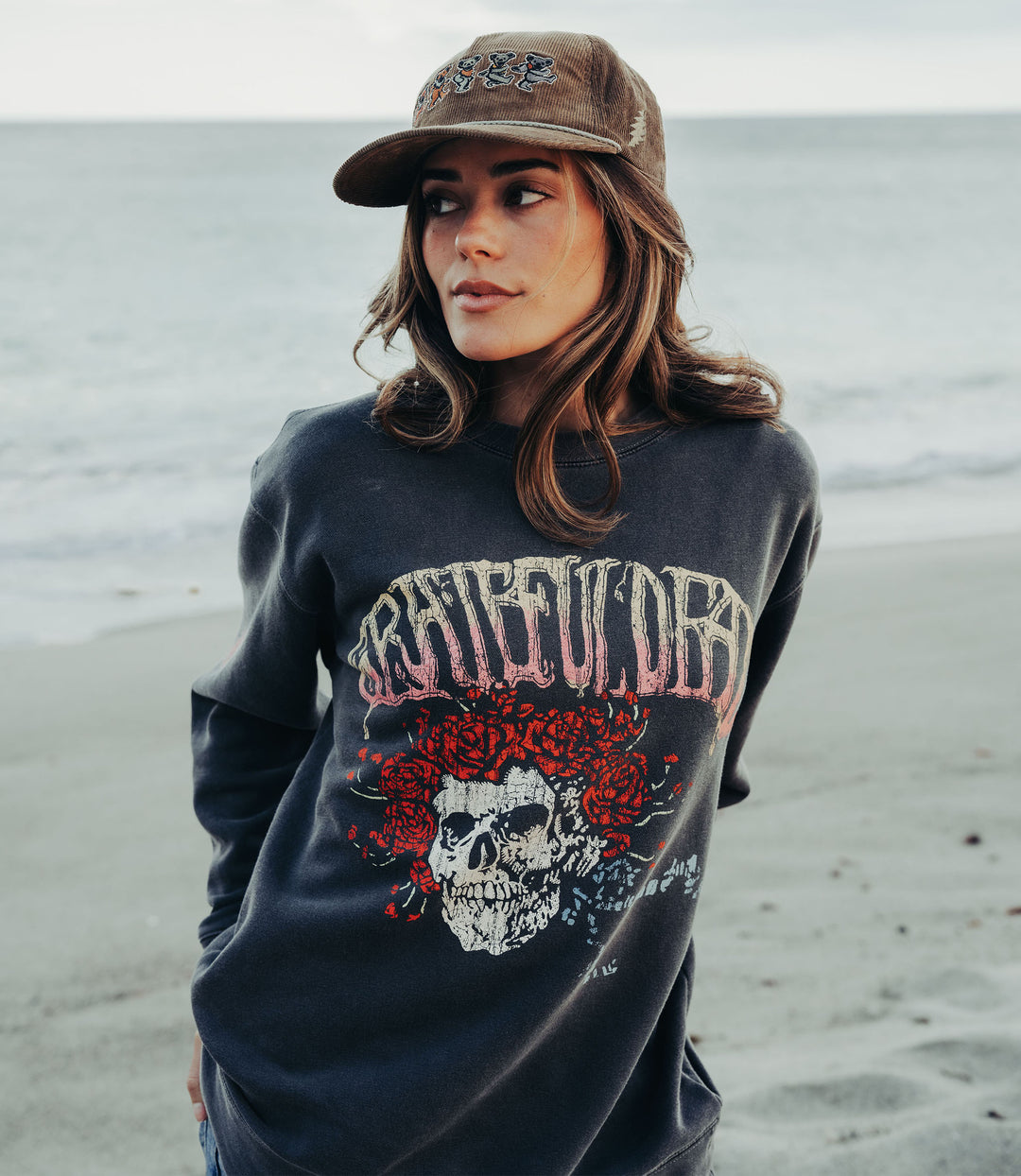 Grateful Dead Vintage Skull &amp; Roses Crew