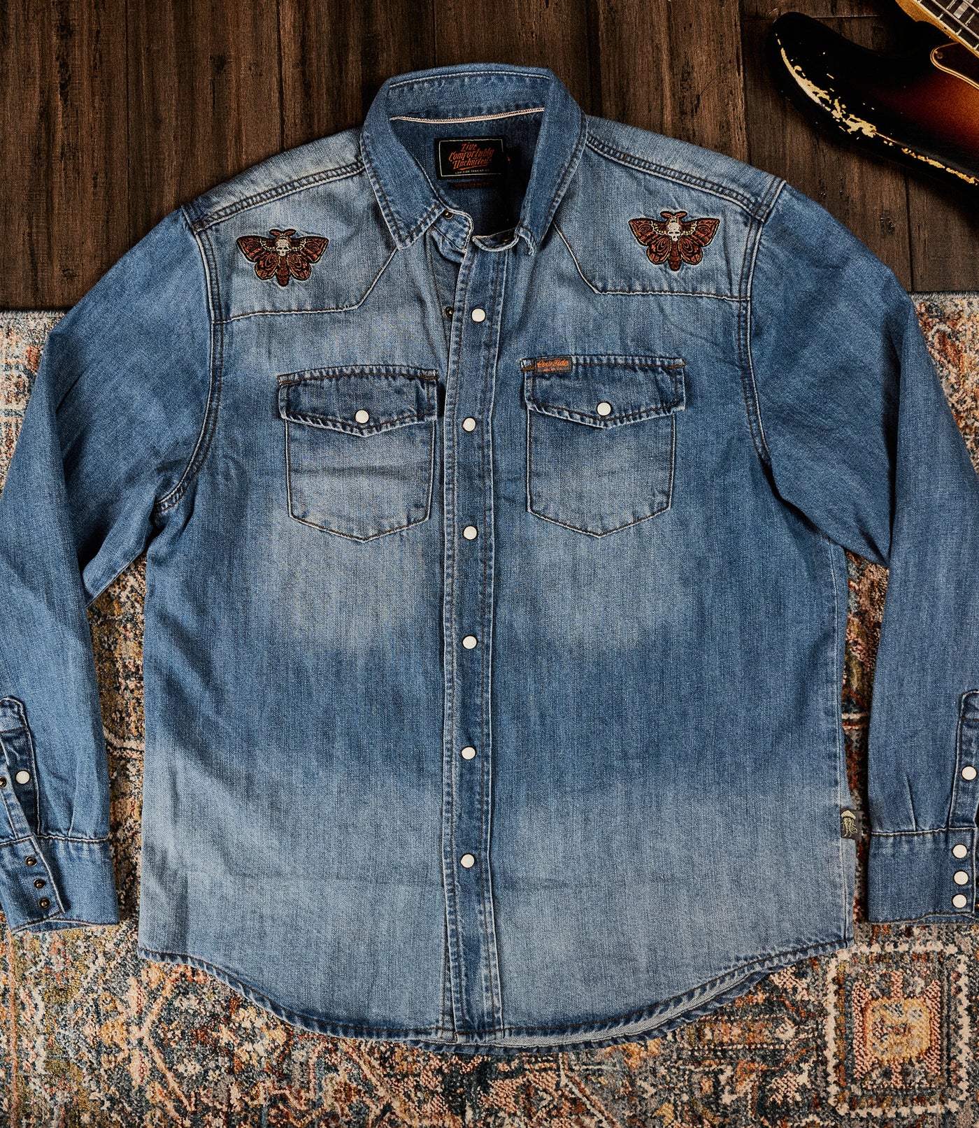 Western Moth Selvedge Denim Snap Shirt