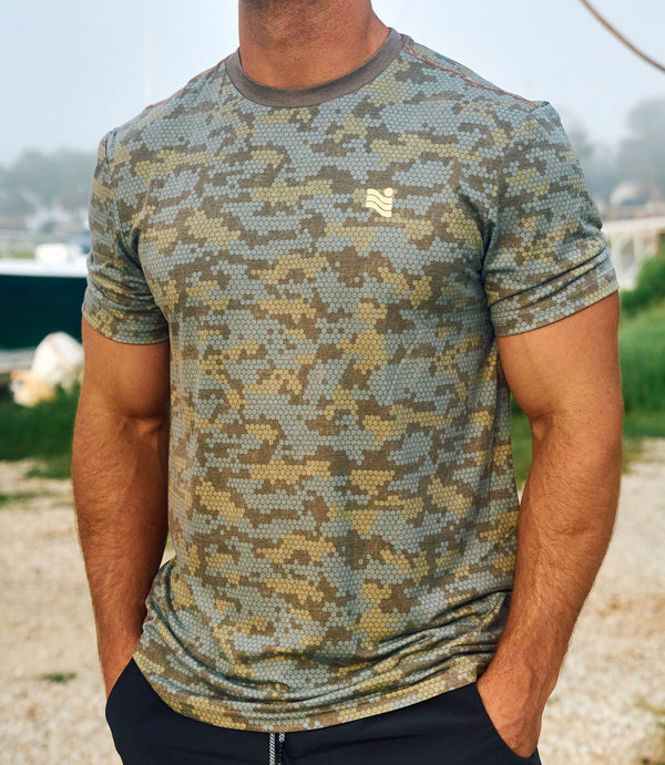 Trailcoast SS Blue Honeycomb UPF Tech Tee