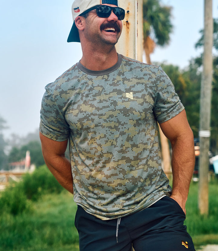 Trailcoast SS Blue Honeycomb UPF Tech Tee
