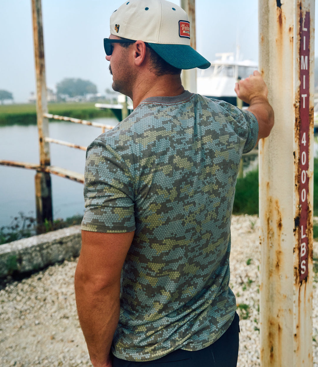 Trailcoast SS Blue Honeycomb UPF Tech Tee