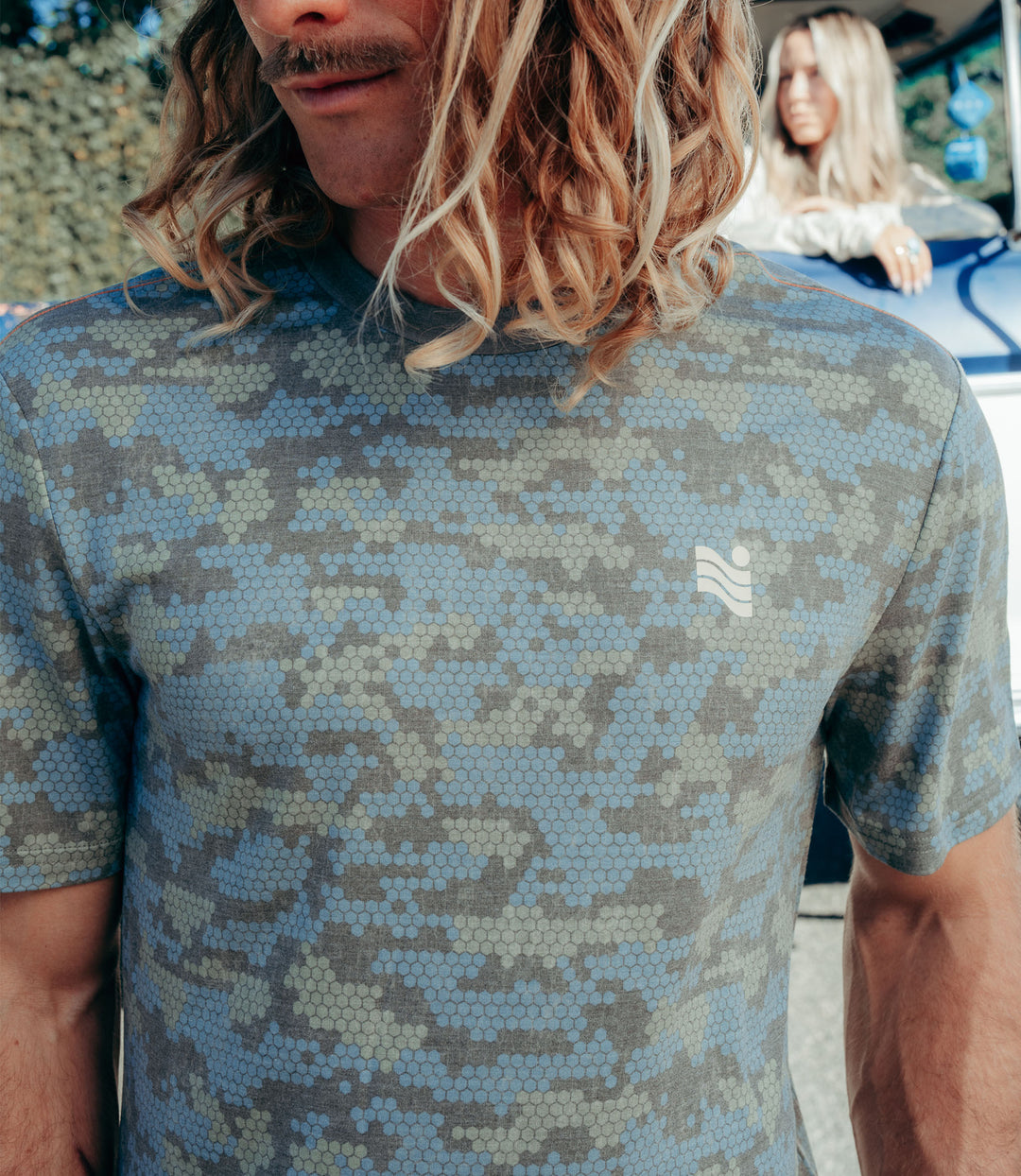 Trailcoast SS Blue Honeycomb UPF Tech Tee