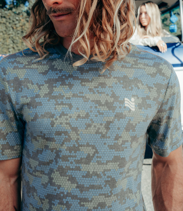 Trailcoast SS Blue Honeycomb UPF Tech Tee
