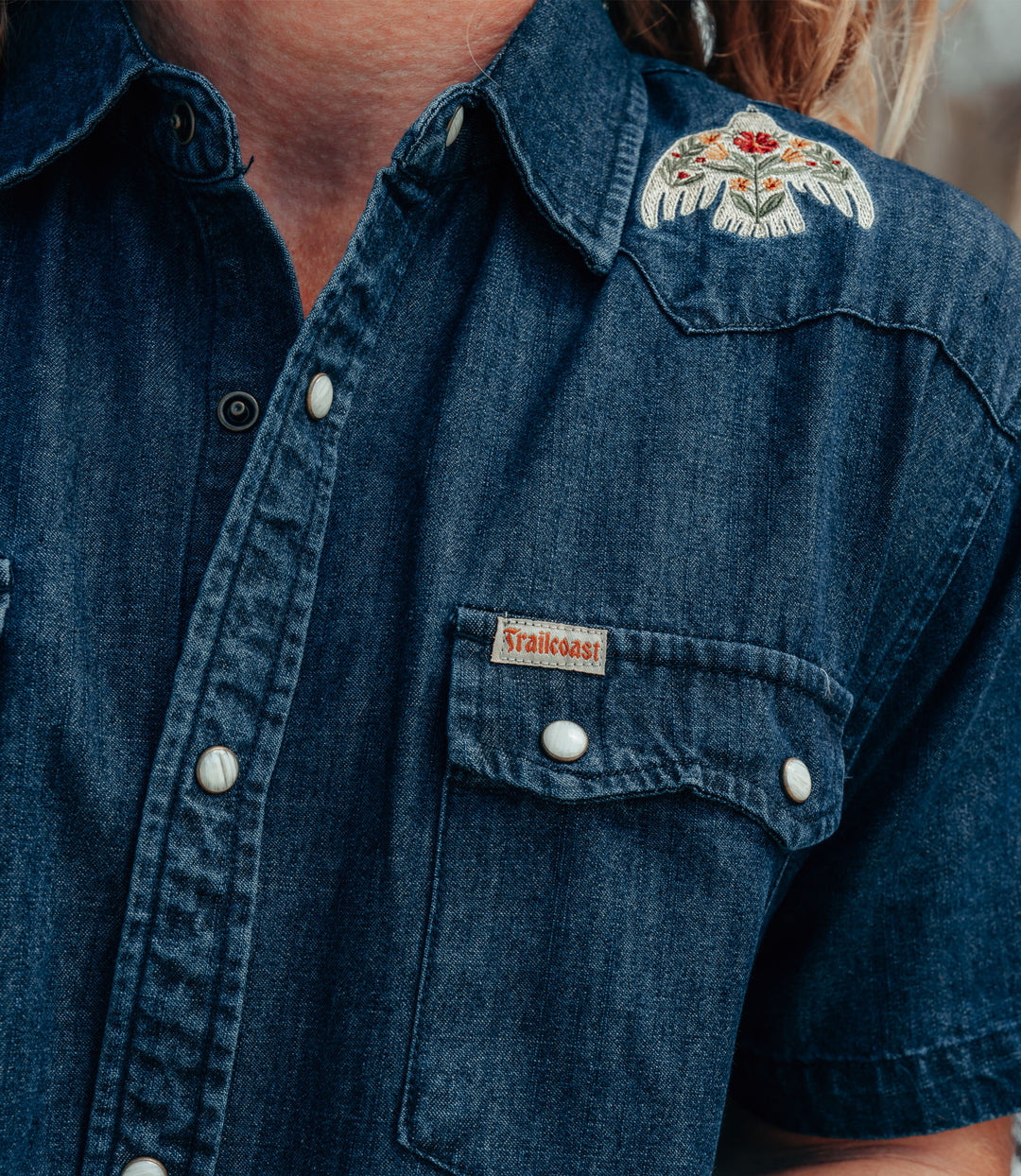 Trailcoast Bloomwing Western Denim Snap Shirt