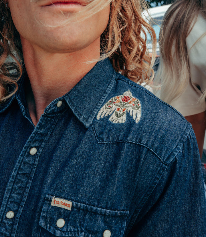 Trailcoast Bloomwing Western Denim Snap Shirt