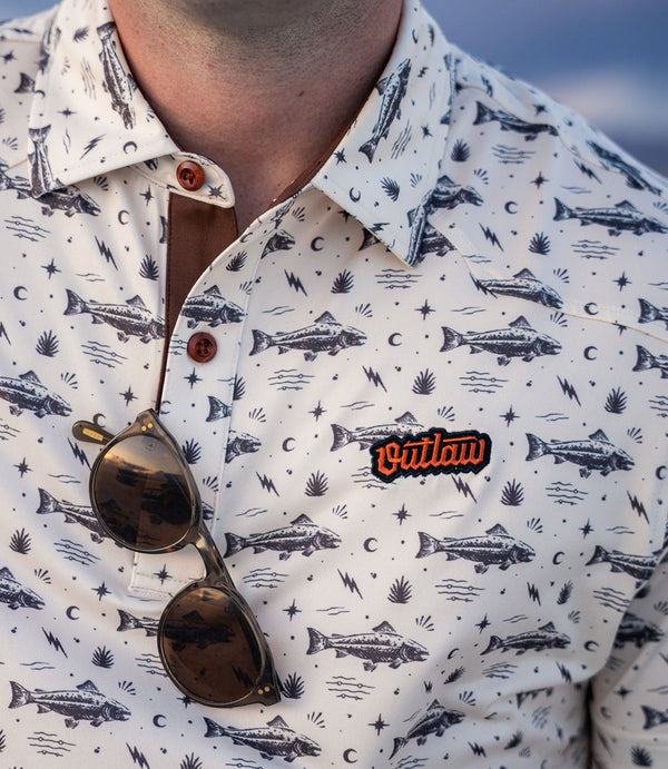 Outlaw Tour Polo - Cosmic Trout Pattern