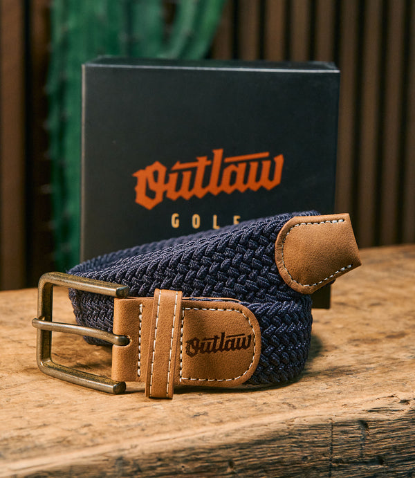 Outlaw Golf Braided Belt - Navy