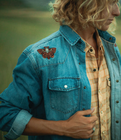 Western Moth Selvedge Denim Snap Shirt