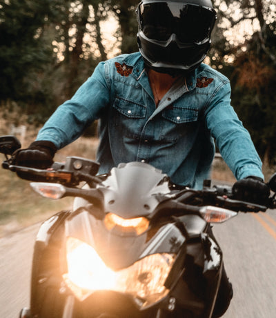 Western Moth Selvedge Denim Snap Shirt